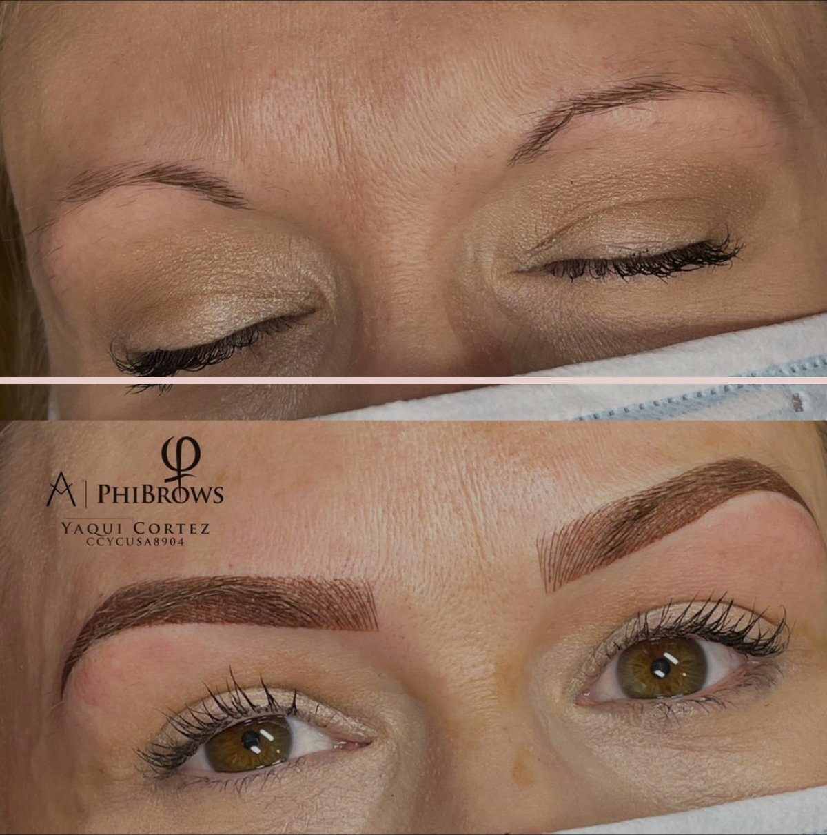 Microblading, before and after, by Yaqui Cortez