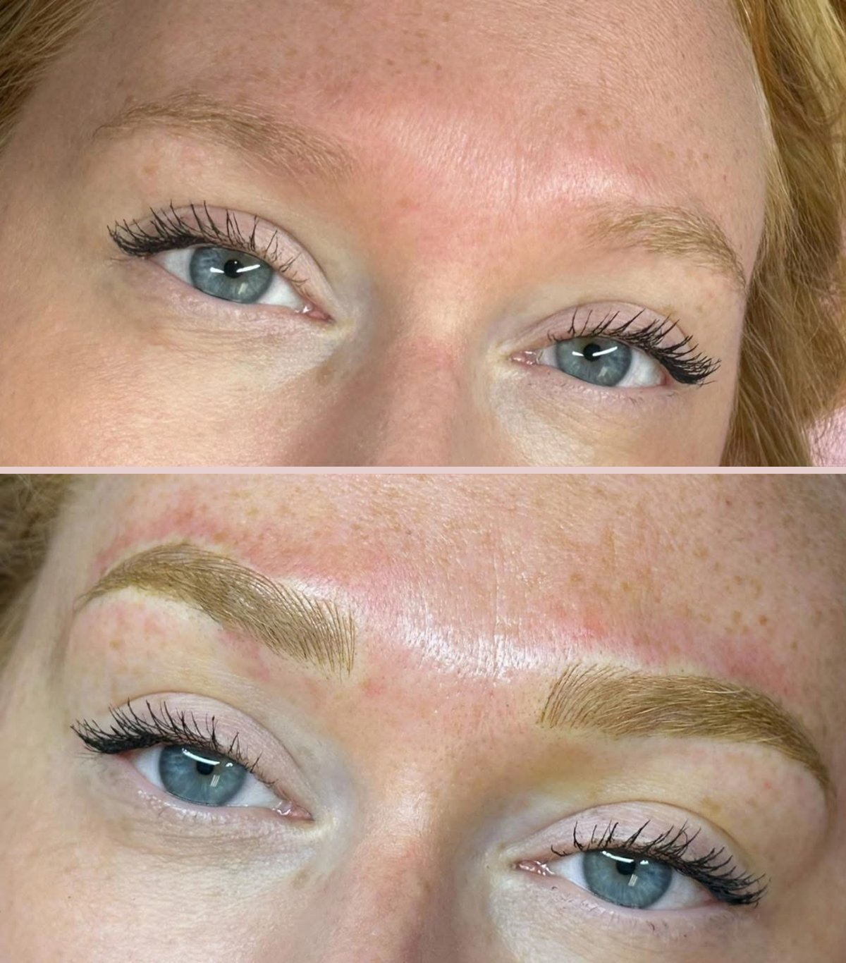 Blonde brows, before and after, by Yaqui Cortez